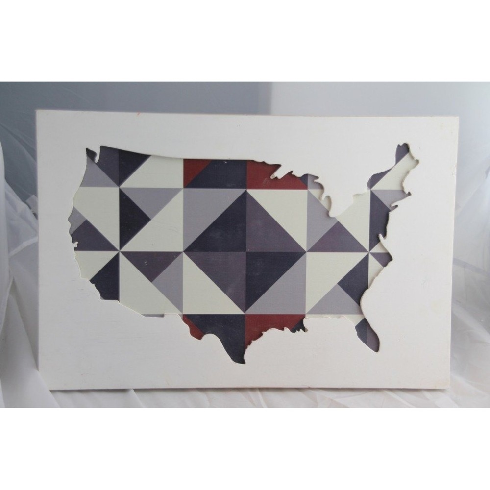 Americana Wall Decor US Map Cutout Geometric Wood Frame 18x12 Jo-Ann Stores